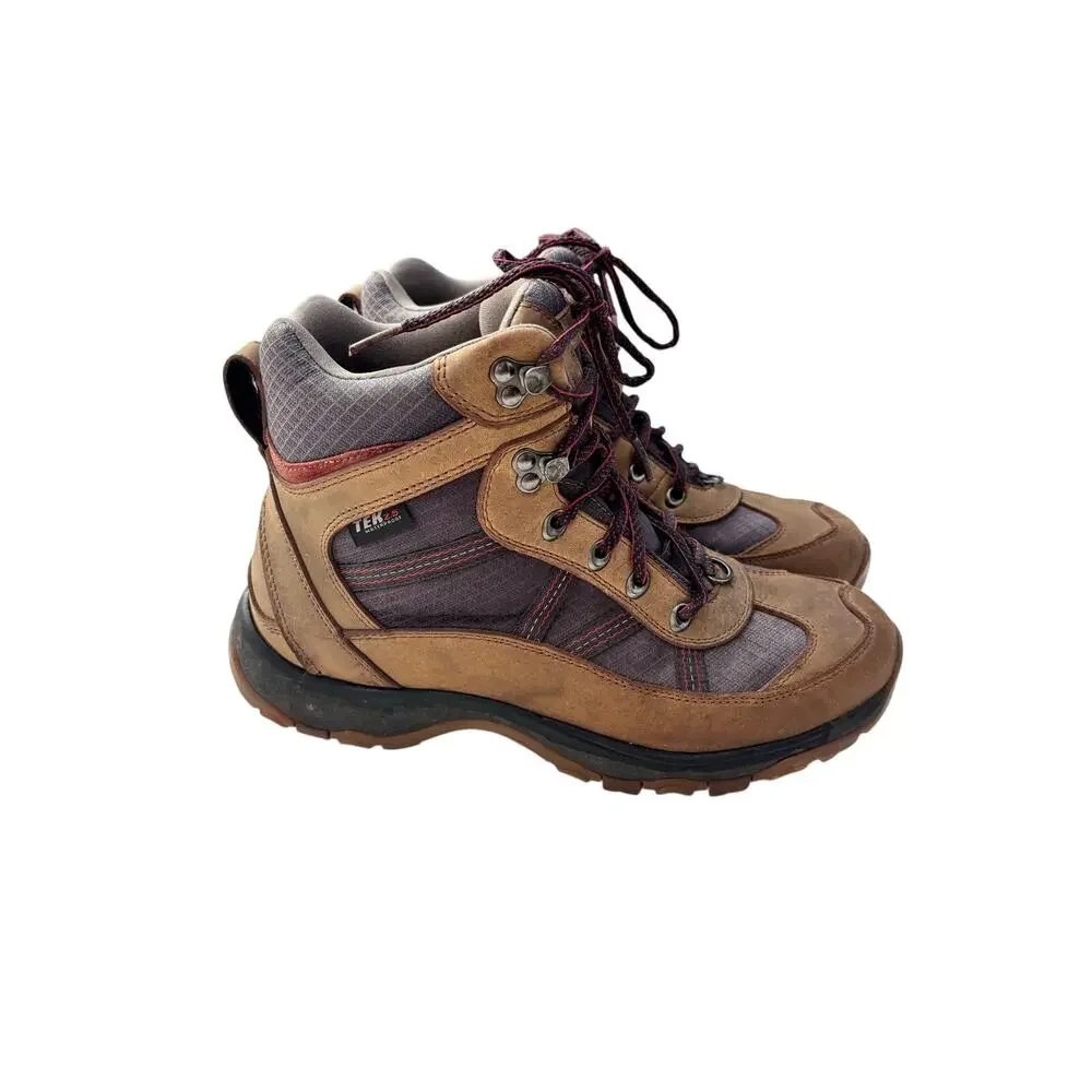 LL Bean Mens Tek 2.5 Waterproof Lace Up Mid Hiking Boots Brown Leather 9